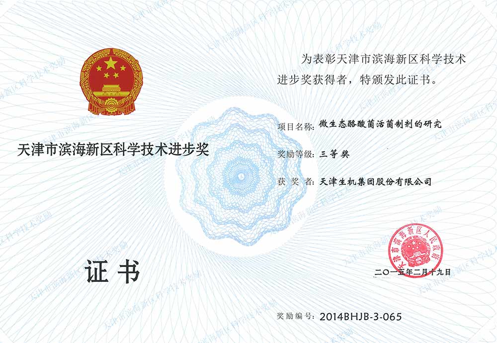濱海新區(qū)科學(xué)技術(shù)進步三等獎
